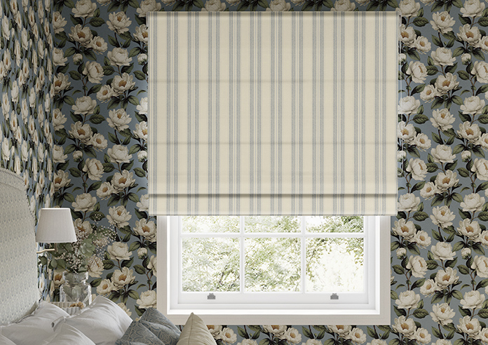 Trellis Prints, Noble Stripe Raffs Blue - Twist&Fit Roman Blind - Image 3
